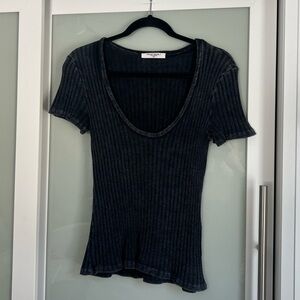 Project Social T Ribbed Scoop Neck Short Sleeve Top